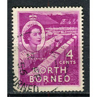 Британские колонии - Северное Борнео - 1954/1957 - Королева Елизавета II.  Сушка конпли 4С - [Mi.297] - 1 марка. Гашеная.  (Лот 59Eu)-T5P6