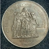 50 франков 1974 г. Франция. Геркулес. Серебро.