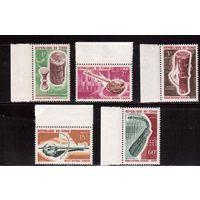 Чад-1965,(Мих.141-145)  ** ,  5 марок, Музыкальные инструменты