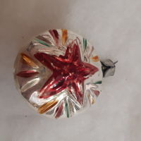 Ёлочная игрушка шар со звездой (агитация), стекло. СССР