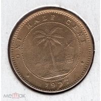 Либерия 1/2 цента 1937 г. Без обращения!!!