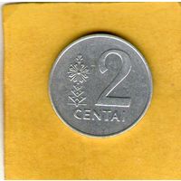 Литва 2 цента 1991г.