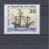 [1295] Хорватия 1992.Корабли.Парусники.