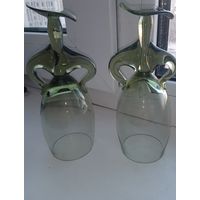 Штрафной бокал рюмка Барышня Дама , Неман зеленое стекло , цена за пару