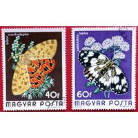 Марка Венгрия 1984. Бабочки. 2 марки из серии.