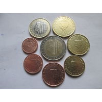 Полный ГОДОВОЙ набор евро монет Нидерланды 2001 г. (1, 2, 5, 10, 20, 50 евроцентов, 1, 2 евро)