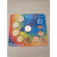 Официальный набор монет евро Испании регулярного чекана (8 монет) 2006 года BU.