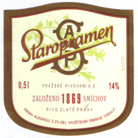 Этикетка пива Staropramen Чехия Ф360