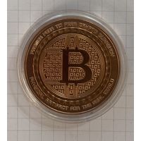 Сувенирная монета Bitcoin медь