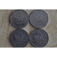 Франция 2 франка (1979,80,81,82)