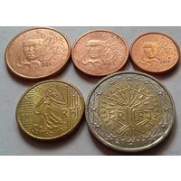Набор евро монет Франция 2011 г. (1, 2, 5, 10 евроцентов, 2 евро)