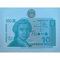 Werty71 Хорватия 100 динаров образца 1991 UNC Банкнота