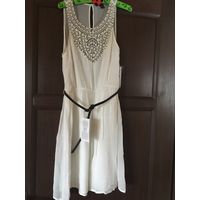 Zara Trafaluc платье белое с ремешком, размер S