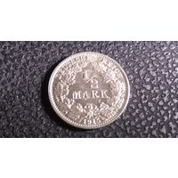 1/2 марки 1915 Е. Германия. Серебро 0.900. Нечастая!