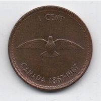 1 цент 1967 Канада. голубь