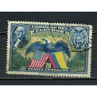 Эквадор - 1938 - Вашингтон, герб, флаги. Авиамарка 20С - [Mi.399] - 1 марка. Гашеная.  (LOT FC43)-T10P43