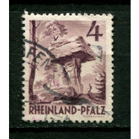Французская зона оккупации - Рейнланд-Пфальц - 1948/1949 - Тойфельстиш возле Кальтенбаха 4Pf - [Mi.33] - 1 марка. Гашеная.  (Лот 76BH)