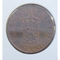 Нидерландская (Голландская) Индия 2,5 (2 1/2) цента 1945 г. В холдере