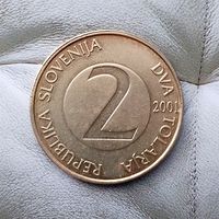 2 толара 2001 года Словения. Республика Словения. Красивая монета!
