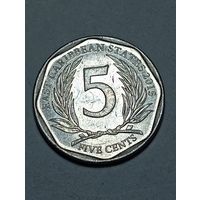 Карибы 5  центов 2015 года .