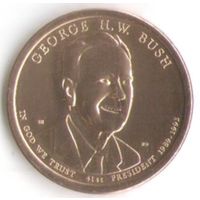 1 доллар США 2020 год 41-й Президент Уокер Буш старший двор D _состояние aUNC