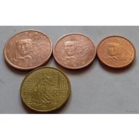 Набор евро монет Франция 2008 г. (1, 2, 5, 10 евроцентов), AU
