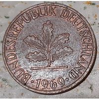 Германия 1 пфенниг, 1969 Отметка монетного двора: "J" - Гамбург (3-3-33)