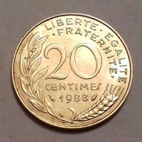 20 сантим, Франция 1988 г., AU