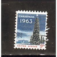 США.Ми-853. Национальная рождественская елка и Белый дом Серия: Рождество 1963 г.