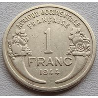 Французская Западная Африка. 1 Франк 1944 год  КМ#2  Редкая!!!