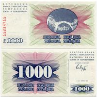 Босния и Герцеговина. 1000 динаров (образца 1992 года, P15, UNC)