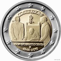 2 евро 2018 Италия 70-летие конституции Итальянской Республики UNC из ролла
