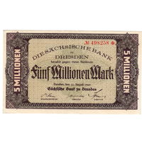 Саксония, 5 миллионов марок, 1923 г. Ros.SAX17