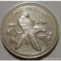 1 доллар 1980 г. 925 пр.,Белиз.Королева Елизавета II .19.85гр.