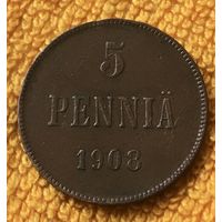 5 pennia 1908 года.