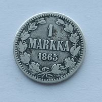1 марка 1865 года S. Серебро 868. Монета не чищена. 47