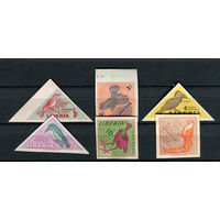 Либерия - 1953 - Местные птицы - без зубцов - (номинал 10 с желтым клеем) - [Mi. 450-455] - полная серия - 6 марок. MNH.