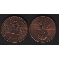 США km201b 1 цент 1991 год (D) (f2