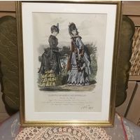 Гравюра Антикварная Журнал Мод  Париж 1872год Цена снижена
