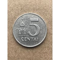 Литва 5 центов, 1991г. (D-8)
