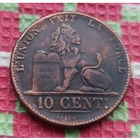Бельгия 10 центов 1849 года. Лев.