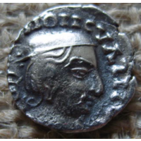 ИНДИЯ-вестерн kshatrap-короли potrate-редчайшие серебряная монета 2,01гр.14,1мм.