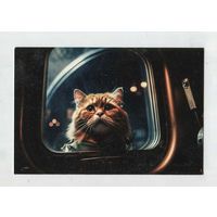 Открытка. День космонавтики. Фауна. Котики. Кот в космосе. (прошла почту)