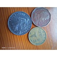 Чили 50 песо 1982, Южная Корея 10 вон 1971, Франция 5 франков 1971  -99