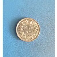 Швейцария 1/2 франка 1969 год