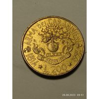 Италия 200 лир юбилейные 1994 года .