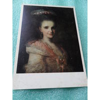Открытка Рокотов Ф.С. (1735-1808). Портрет неизвестной в розовом платье. 1770-е г. Государственная Третьяковская галерея