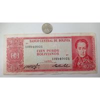 Werty71 Боливия 100 песо 1962 банкнота