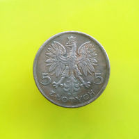 КОПИЯ монеты Ника 5 злотых 1927 Польша Proba