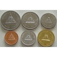 Никарагуа. Набор 6 монет = 5, 10, 25, 50, сентаво 1, 5 кордоба 1997-2007 года  Монеты не чищены!!!